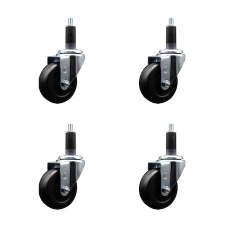 Service Caster 3.5'' Hard Rubber Wheel Swivel 1-1/8'' Expanding Stem Caster, 4PK SCC-EX20S3514-HRS-118-4